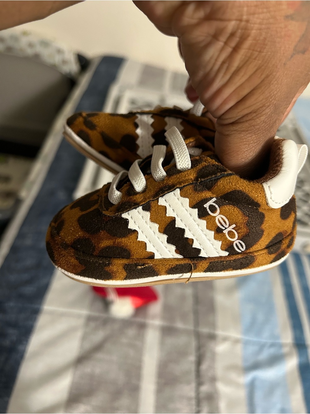 bebe Leopard-Print Baby Walker Sneakers in Brown and White